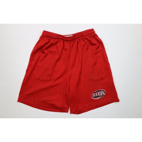 Vintage Y2K Mens Size Medium USHL Team Issued Chicago Steel Hockey Shorts Red - Picture 1 of 13